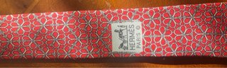 Corbata Hermès Paris Seda Roja Geométrica