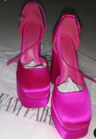 Zapatos plataforma fucsia tacón ancho