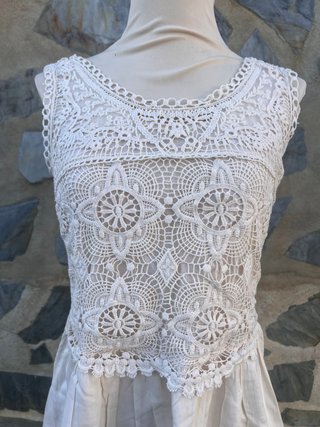 Vestido Springfield encaje blanco boho Talla M