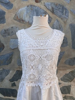 Vestido Springfield encaje blanco boho Talla M