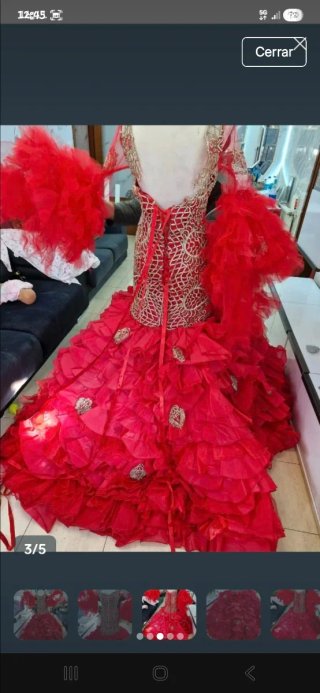 Vestido Novia Gitana Rojo y Dorado