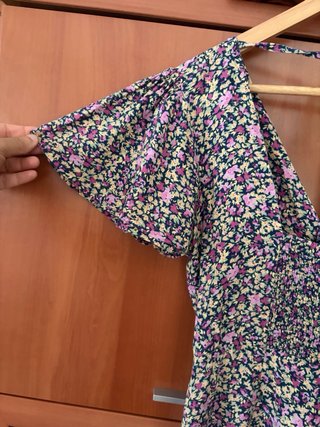Vestido largo floral manga corta