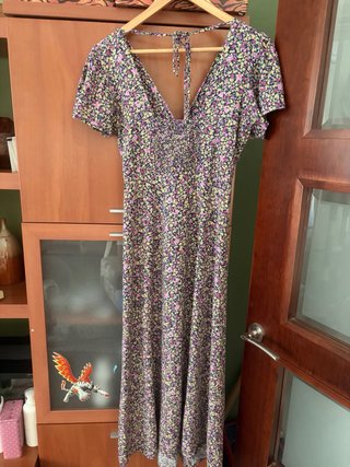Vestido largo floral manga corta