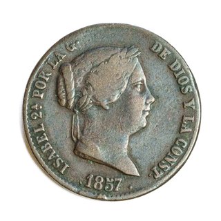 Moneda 25 céntimos de escudo 1857 Isabel II