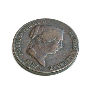 Moneda 25 céntimos de escudo 1857 Isabel II