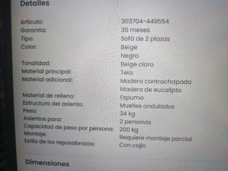 Sofá 2 plazas VOGAR tela beige claro