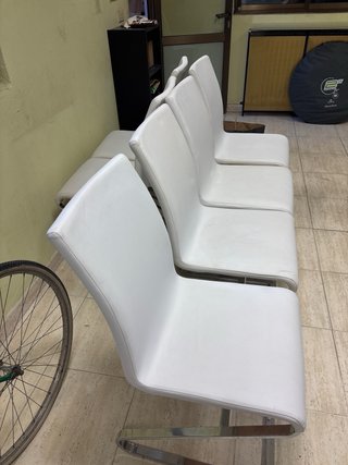 6 Sillas Piel Vegana Blanca Cromadas