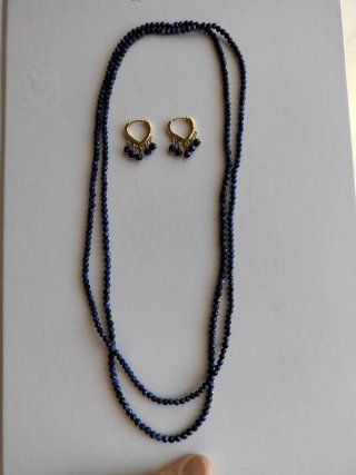 Collar y Pendientes Corazón Lapislázuli