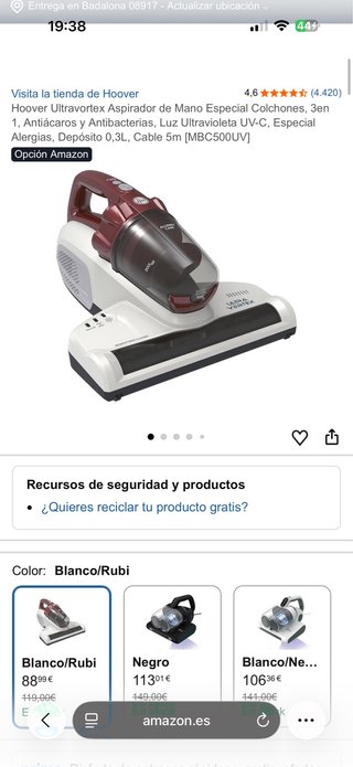 Aspirador Hoover Ultravortex Especial Colchones