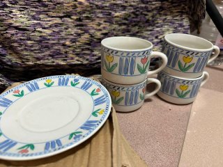 Set de 4tazas diseño floral