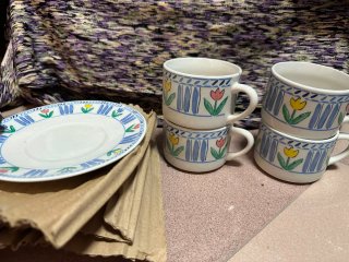 Set de 4tazas diseño floral