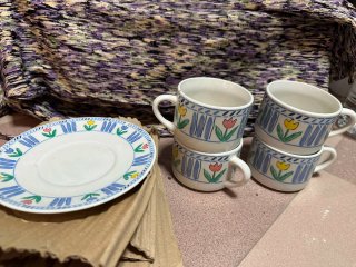 Set de 4tazas diseño floral