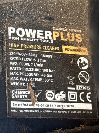 Hidrolimpiadora Powerplus 1800W