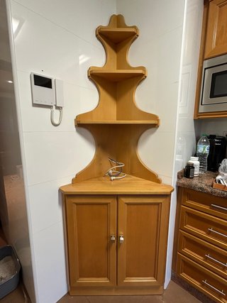Mueble de esquina madera baldas y armario