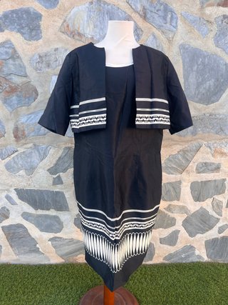 Vestido elegante Junco y Arena con chaqueta