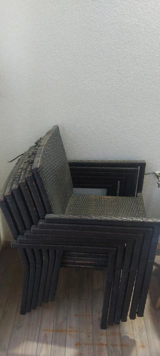 Mesa de jardín con superficie de cristal + 6 silla