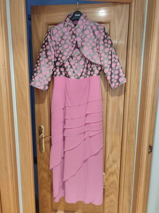 Vestido largo rosa de fiesta con torera talla 44