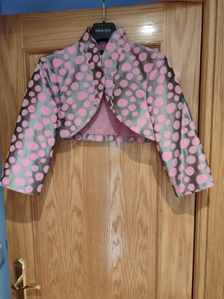 Vestido largo rosa de fiesta con torera talla 44