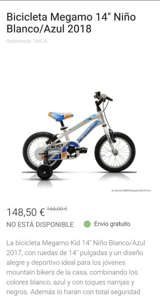 Bicicleta infantil Megamo 14 pulgadas