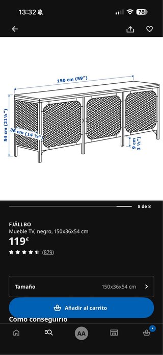 Mueble TV Ikea FJALLBO 150x36x54