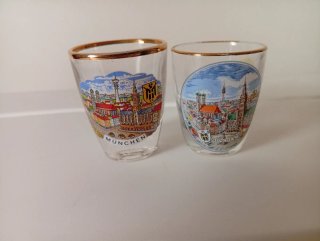 6 Vasos Chupito Múnich con Borde Dorado
