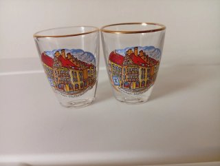 6 Vasos Chupito Múnich con Borde Dorado