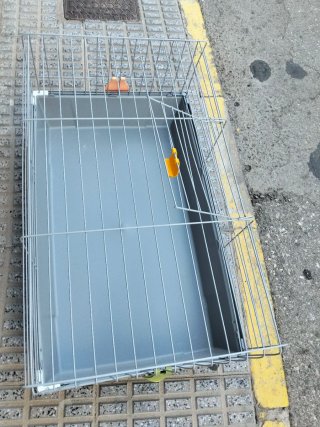 Jaula para conejos o cobayas gris y naranja