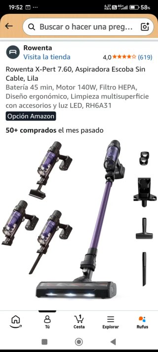 Aspiradora Escoba Rowenta X-Pert 7.60 SIN BATERÍA