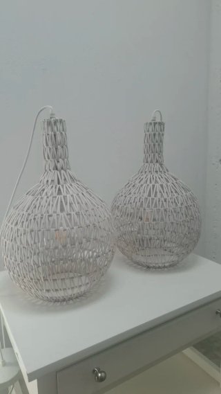 Lámparas de mimbre blancas (2 unidades)
