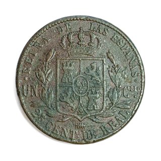 Moneda 25 céntimos de escudo 1864 Isabel II
