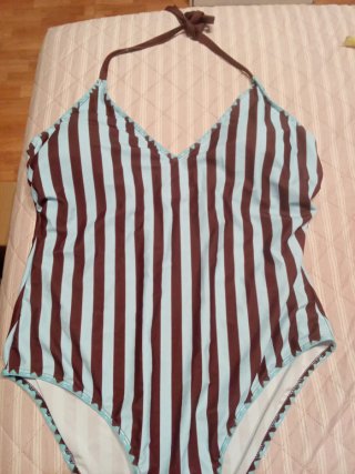 Bañador Tallas Grandes Rayas Marrón y Azul 3XL