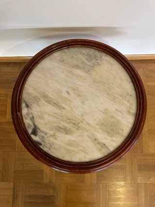 Mesa auxiliar redonda mármol y madera