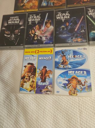 Lote DVDs Star Wars y Ice Age