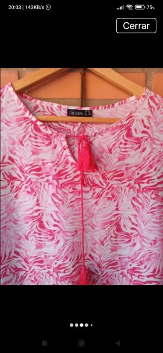Túnica Janina Estampada Rosa y Blanca
