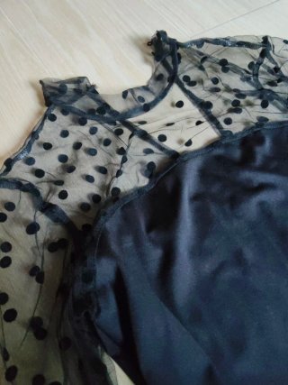 Vestido negro fiesta tul lunares