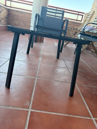 Mesa cristal pintada negra terraza/interior