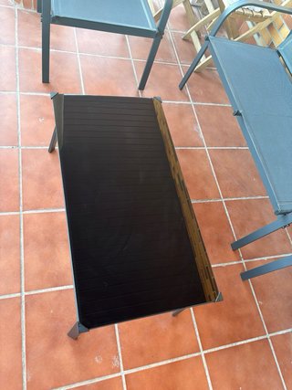 Mesa cristal pintada negra terraza/interior