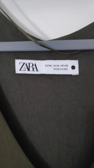 Vestido largo Zara verde oliva talla M