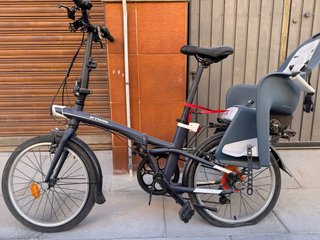 Bicicleta plegable B'TWIN con silla portaniños