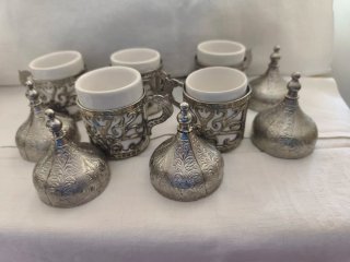 Set 5 tazze caffè turco/greco argento