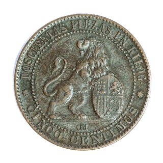 Moneda 5 céntimos 1870 Gobierno Provisional