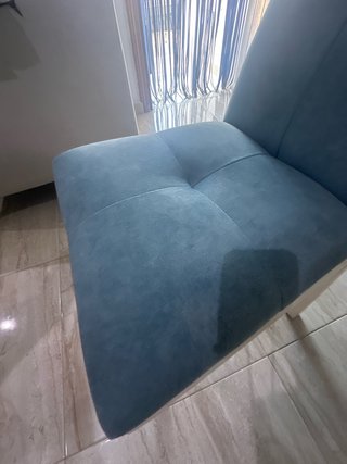 6 Sillas de Comedor Tela Azul y Blanco