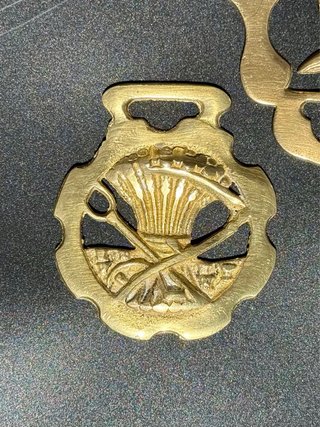 Lote 3 medallones latón vintage Horse Brass