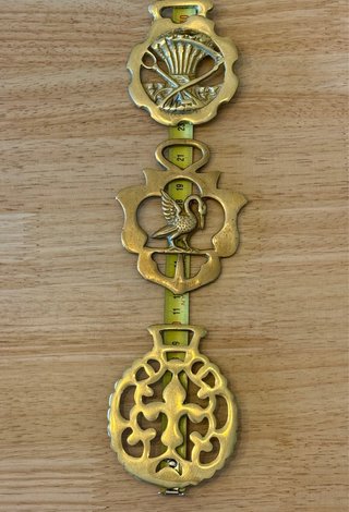 Lote 3 medallones latón vintage Horse Brass