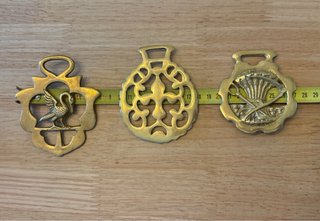 Lote 3 medallones latón vintage Horse Brass