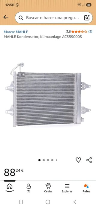 Condensador Aire Acondicionado Mahle Seat Ibiza 6L