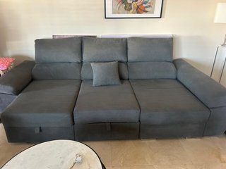 Sofá 3 plazas con chaiselongue gris