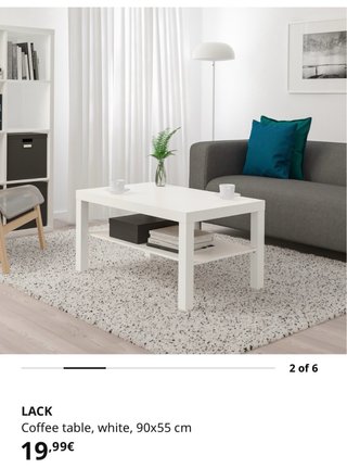 Mesa de centro IKEA LACK blanca 90x55 cm