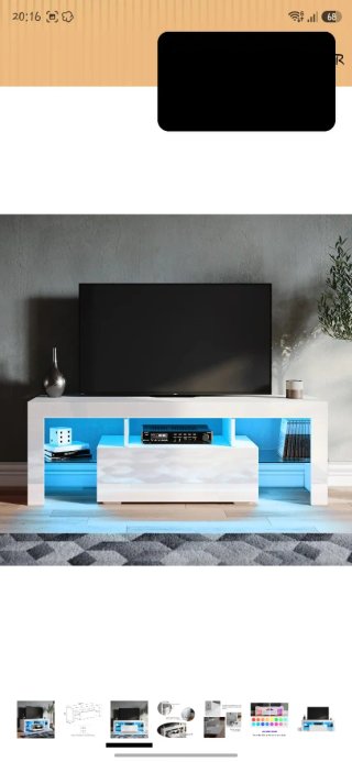 Mueble TV moderno blanco con LED azul