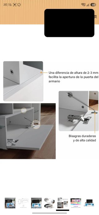 Mueble TV moderno blanco con LED azul